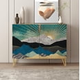 thumbnail image 2 of PixonSign Sideboard and Buffet Cabinet, 2 Doors Wood Storage Cabinet Console Table with Gold Marble Sunshine Mountain for Kitchen, Bedroom, Dinning, Foyer, Office - 35" L x 18" W x 29" H, 2 of 5