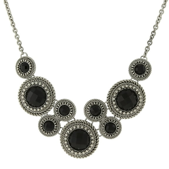 2028 Jewelry Round Faceted Bib Necklace For Women 16" 3" Extender
