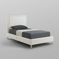 thumbnail image 5 of Inspired Home Raffaele Leather PU Platform Bedframe Twin Size Nailhead Trim, White, 5 of 8