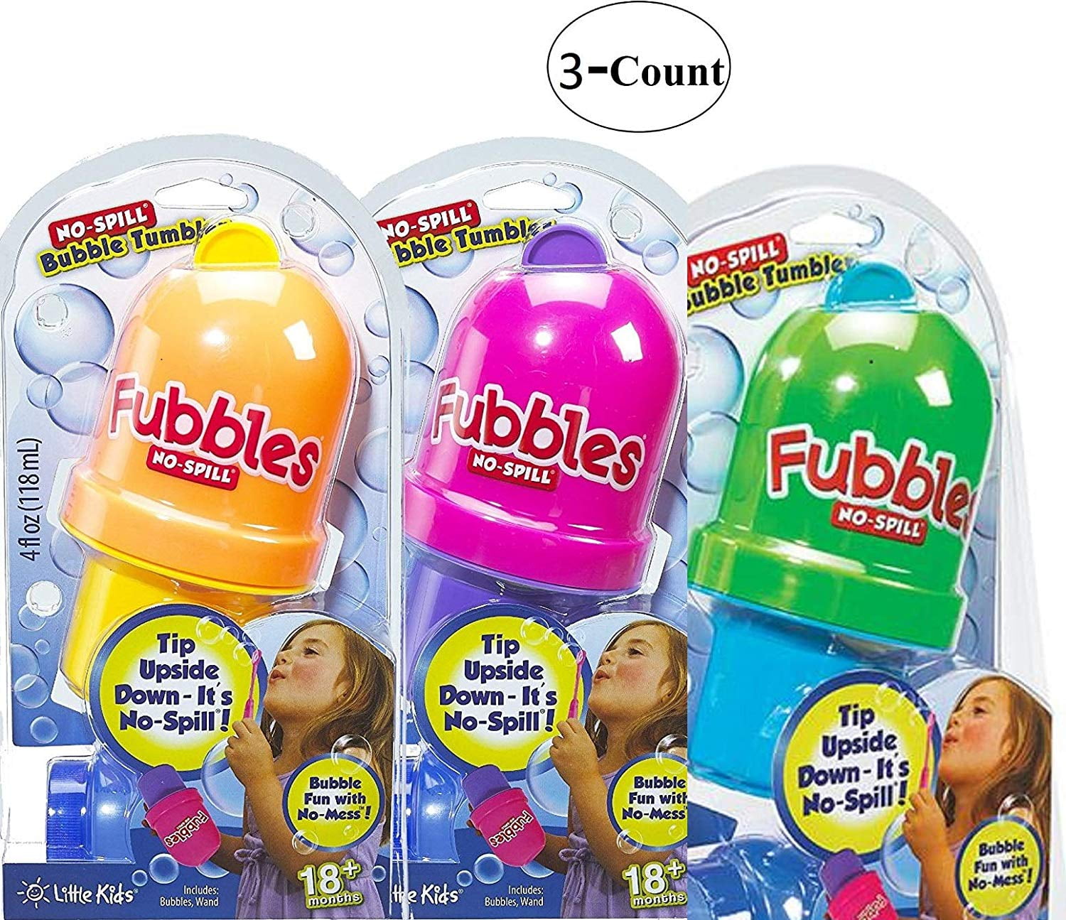 Little Kids Fubbles BubblesNoSpill Bubble Maker NonToxic Tumbler, 3