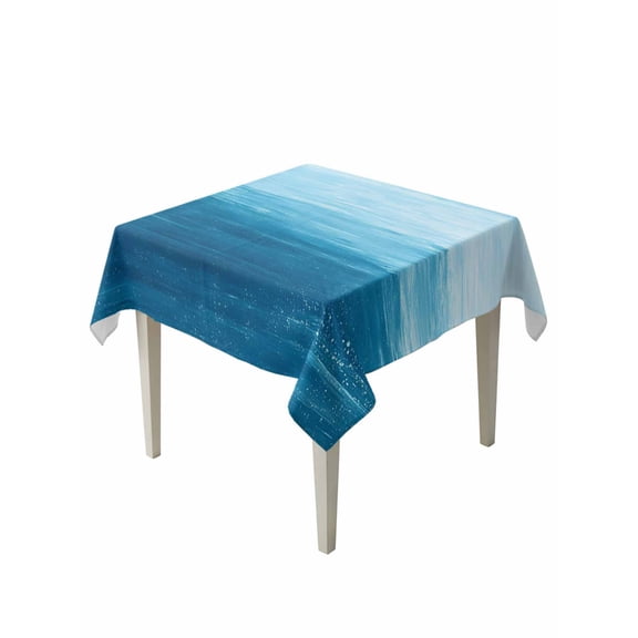 Sky Blue Ombre Table Cloth, Modern Abstract Art Ocean Oil Painting Waterproof Tablecloth for Square Tables, Reusable Washable Fabric Table Cover for Restaurant Kitchen Dining Tables 54"x54"