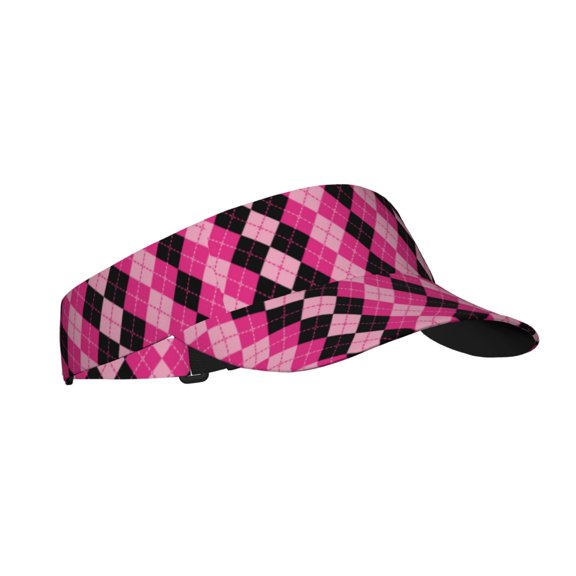 Salouo pink and black argyle Pattern Sport Sun Visor Hats,1-Piece of Adult Sunscreen Visor Cap Adjustable Sun Hat for Outdoor Activities Fits for Women and Men (One Size)
