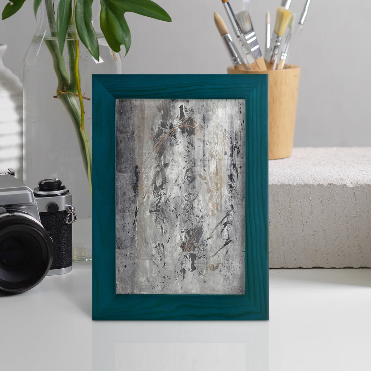 Ancient Marks II - Framed Print w/glass - Ocean Blue