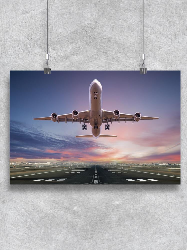 Airplane Taking Off From Airport Poster -Image by Shutterstock ...