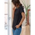 thumbnail image 4 of Women Short Sleeve Tunic Tops Black L, 4 of 5