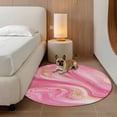 thumbnail image 2 of Round Rugs 4Ft, Marble Pink Round Area Rug Washable Indoor Throw Carpet, Modern Abstract Artwork Luxury Golden Soft Non Slip Circle Rug for Kitchen Nursery Room Home Decor Aesthetic, 2 of 8