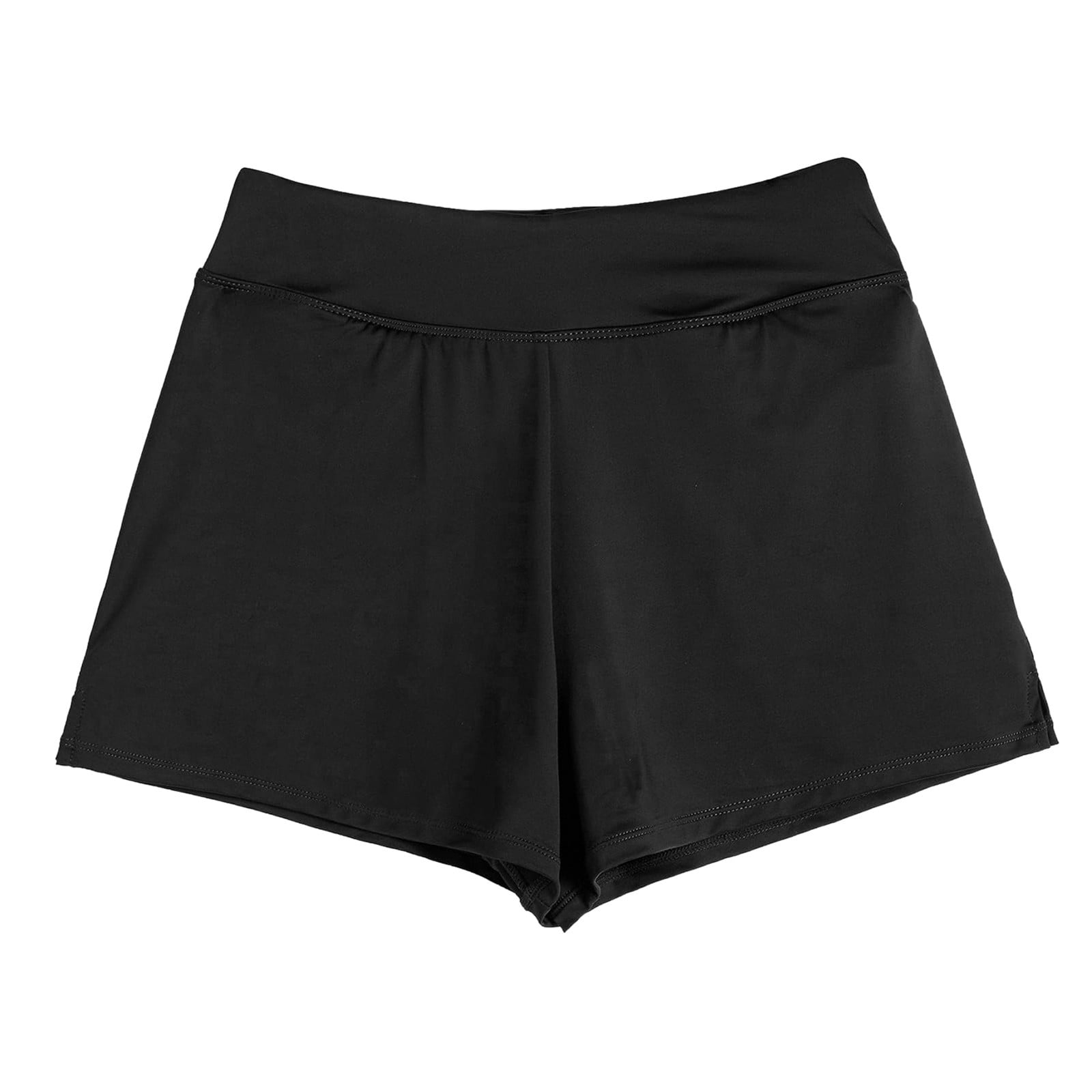 WUANDIXFA Women's Black High Waisted Swim Shorts Swim Board Shorts for Women Black,L