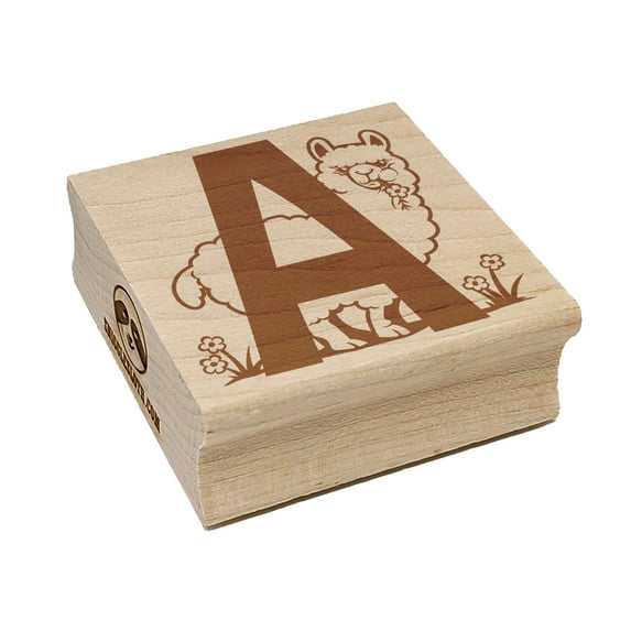 Animal Alphabet Letter A for Alpaca Square Rubber Stamp Stamping Scrapbooking Crafting - Medium 1.75in