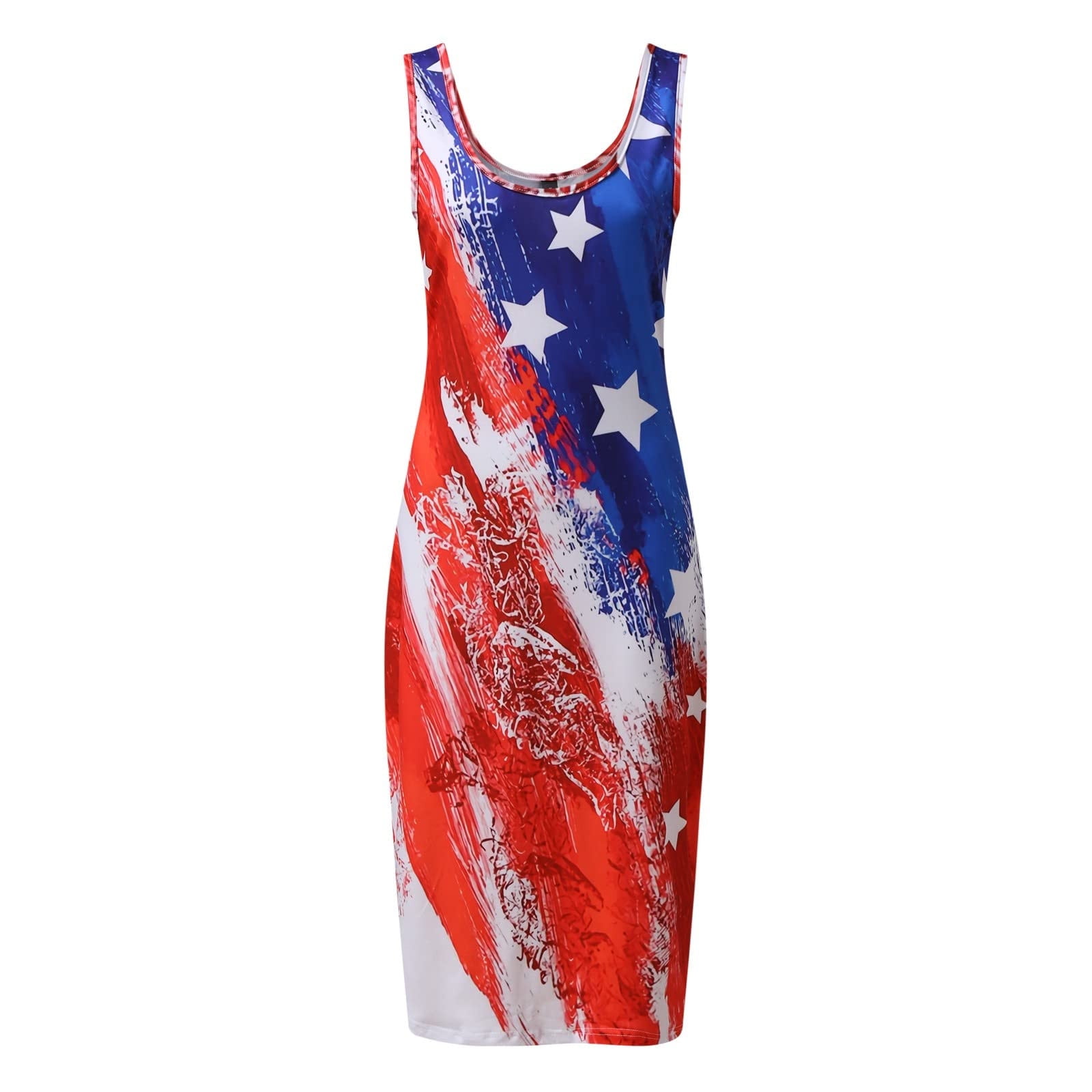 Lolmot Womens American Flag Sundress Casual Swimsuit Cover Up Summer Beach  Dress Sexy Sleeveless Hollow A-Line Tank Dress on Clearance