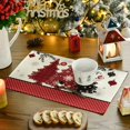 thumbnail image 5 of mubwai Pine Trees Snowflake Polka Dot Merry Christmas Placemats for Dining Table, 12 x 18 Inch Seasonal Winter Washable Table Mats Set of 4, 5 of 6