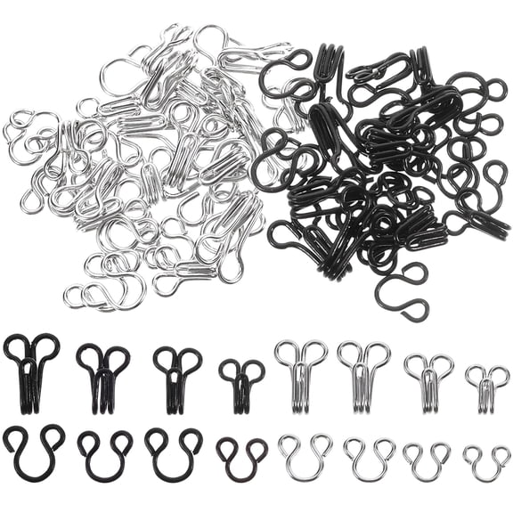 VANIDO 50 Sewing Hooks and Eyes Closure for Clothing (Silver/Black)