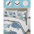 thumbnail image 4 of Quilts Twin Size Bedding Set, Ocean Turtle Lightweight Quilted Comforter, Nautical Sea Coral Conch Shells Watercolor Soft Reversible Bedspread Coverlet with Pillow Covers for All Season, 68" x 86", 4 of 7