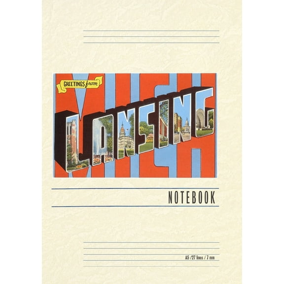 Vintage Lined Notebook Greetings from Lansing, (Paperback)
