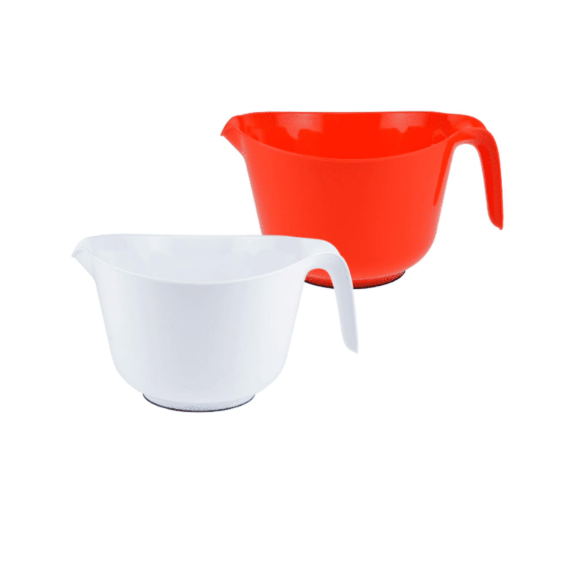 Large Mixing Bowls with Handles, 2 Pcs Microwave Safe 3.6 qt - Plastic  Nesting Bowls for Kitchen, Batter Bowls, Easy to Clean, White & Red