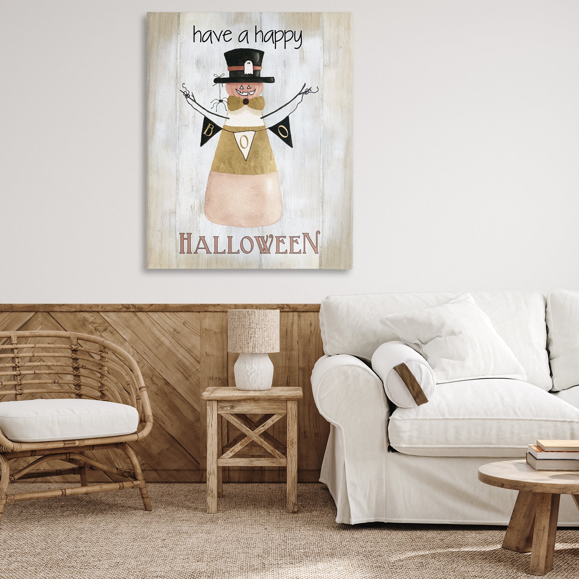 Stupell Industries Halloween Candy Corn Holiday Painting Wrapped Canvas Art Print Wall Art, 36 x 48