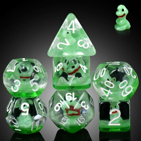 czcpp-Snake DND Dice, 7PCS Resin D&D Die with Velvet Pouch for Dungeons and Dragons Role Playing Games and Tabletop Games(Snake)