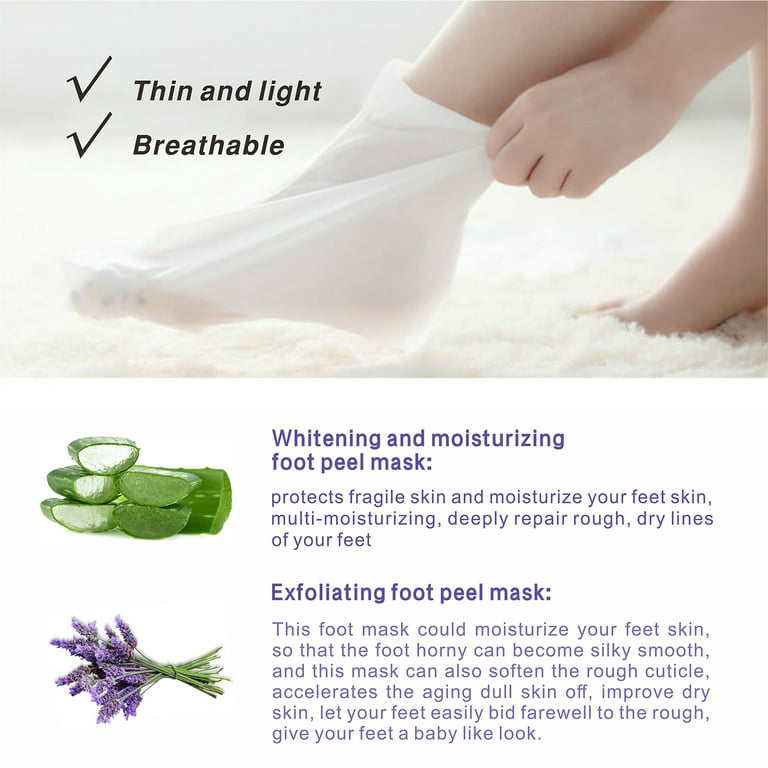 Foot Peel Mask (2 Pairs) - for Baby Soft Skin Remove Dead Skin, Dry,  Cracked Feet & Callus, Spa, Made with Aloe Vera Extract Women and Men  Peeling
