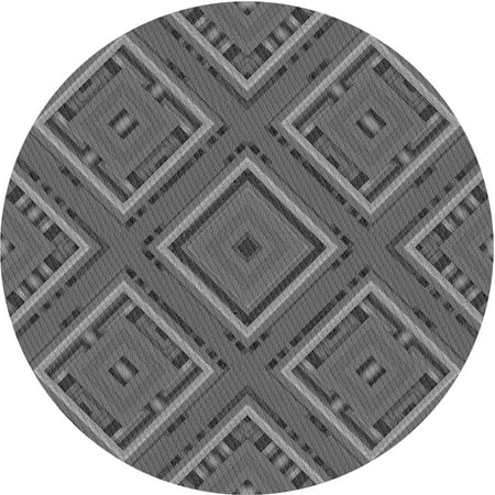 

Ahgly Company Indoor Round Patterned Battleship Gray Area Rugs 8 Round