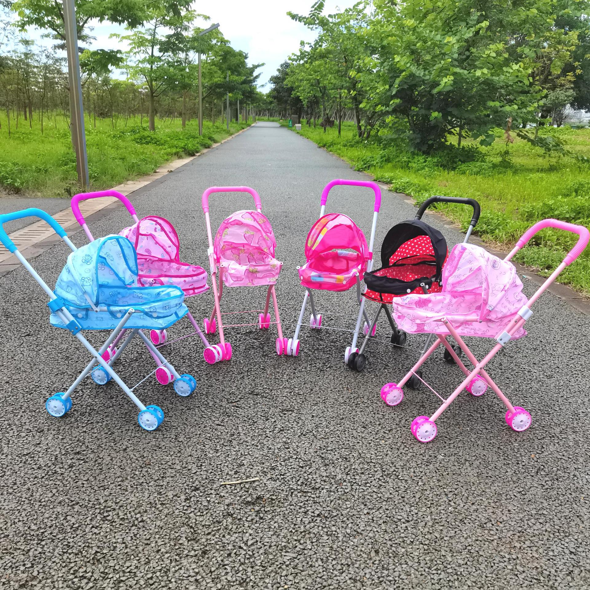 XTEILC New Reborn Dolls Doll Stroller Baby Doll Stroller for Toddlers and Kids with Doll+Bottle, Foldable Doll Stroller