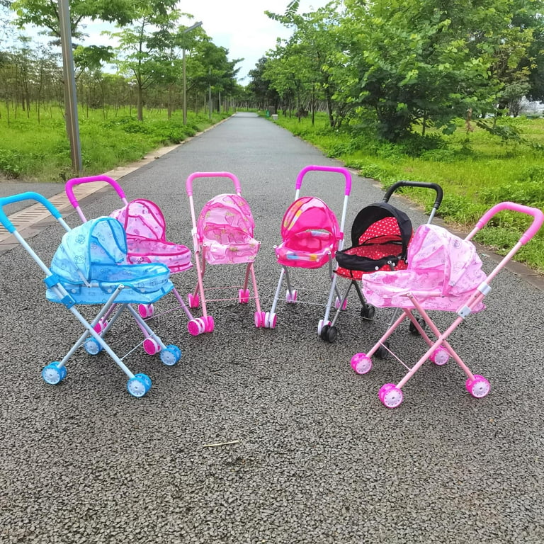 XTEILC New Reborn Dolls Doll Stroller Baby Doll Stroller for Toddlers and Kids with Doll Bottle Foldable Doll Stroller