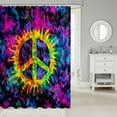 thumbnail image 2 of Peace Sign Shower Curtain,Colorful Tie-dye Art Bathroom Curtain Teens Woman Men Room Decor,Vintage Hippie Style Waterproof Curtain Black Microfiber Bath Curtain,12 Hooks,72"Wx72"L, 2 of 5