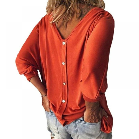 Women's Blouse Tops Loose V Neck 3/4 Bell Sleeve T-Shirt