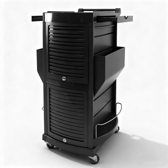 Jacgood Salon Trolley Cart, Heavy Duty 200 LBS Capacity Rolling Storage Organizer, 6-Drawer Beauty Station with Lockable Doors & Side Racks for Hair Stylists & Home Use