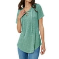 thumbnail image 6 of Nlife Women Lace-up Front Solid Color Short Sleeves Tunics Top, 6 of 7