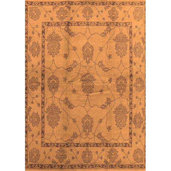 Ahgly Company Machine Washable Indoor Rectangle Oriental Orange Industrial Area Rugs, 5' x 7'