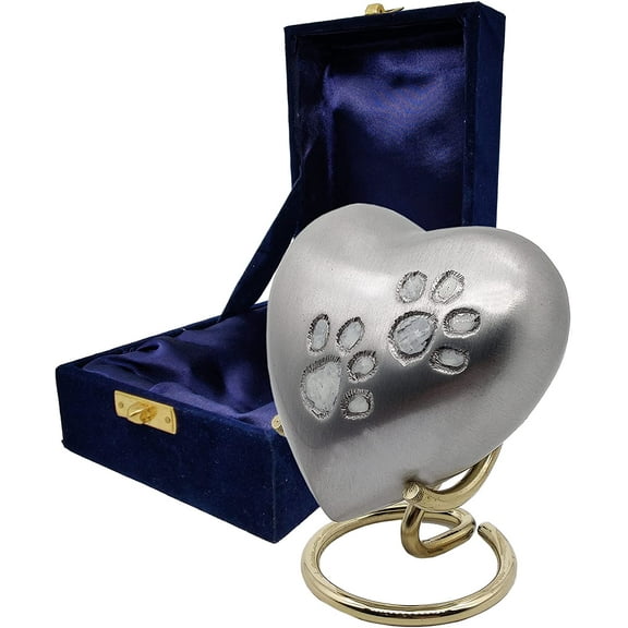 5MOONSUN5's Handcrafted Heart Urn Keepsake Cremation Paw Urn for Human pet Ashes Engraved Urn Heart Shaped - Perfect for Adults & Infants Honor Your Loved One. Comes with Brass Stand & Premium Box