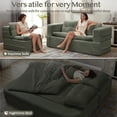 thumbnail image 6 of QuzyAor 80" Foldable Sleeper Sofa Chaise Lounge, Corduroy Floor Couch w/ Blanket & 3 Pillows, No Assembly Required, Green for Living Room, 6 of 10