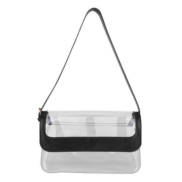 Bolso Hombro Transparente PVC Monedero Transparente Lindo Informal para Conciertos (negro)