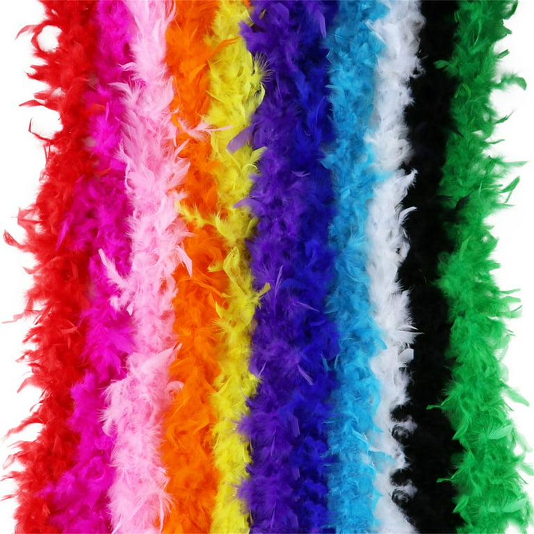 24 Pcs Mardi Gras Feather Boa 6.6 ft Long Yellow Purple Green Boa Scarf  Assorted Feather Scarf for Women Kids Adults Dancing Wedding Crafting Party