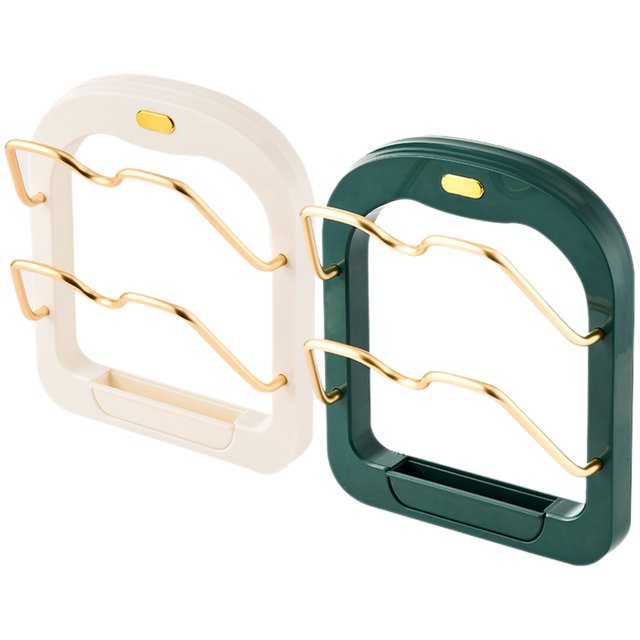 MasteelfCA 2pcs Pot Lid Organizer Punch Free Wall Mount Pot Lid Holder 2-layer Pot Cover Holder