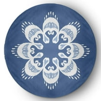 Simply Daisy 5' Round Blue Ikat Mandala Chenille Indoor/Outdoor Rug