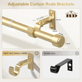 thumbnail image 3 of HEI! DEAR 1" Adjustable Gold Curtain Rod Heavy Duty with Solid Aluminum Finials,36-88", 3 of 10