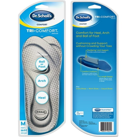 Dr. Scholl's Tri-Comfort Orthotics Men's Insoles Size 8 -12, 2 ct, 2 Pack