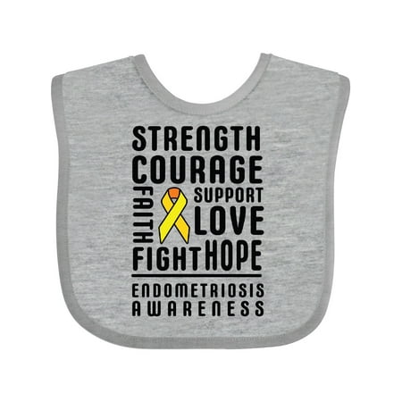 

Inktastic Endometriosis Awareness Strength Courage and Support with Yellow Ribbon Gift Baby Boy or Baby Girl Bib