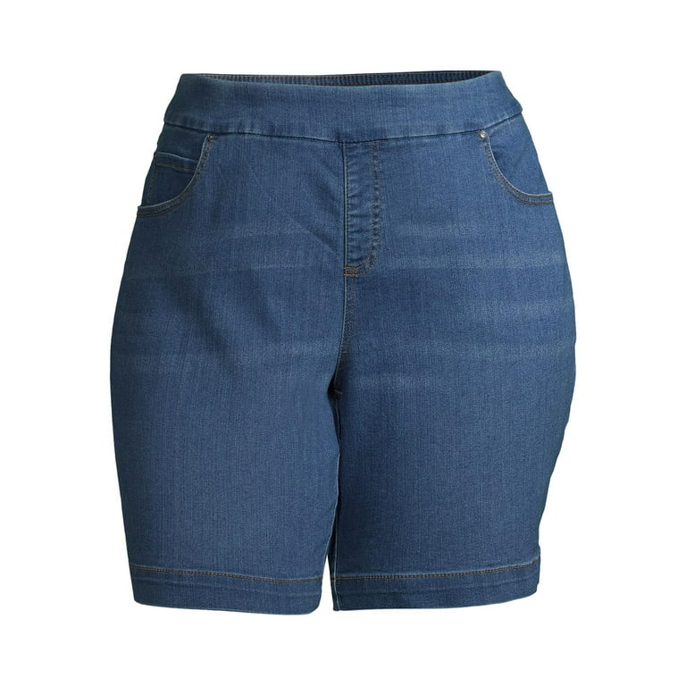 Terra Sky Women s Plus Size 5 Pocket Pull On Denim Shorts