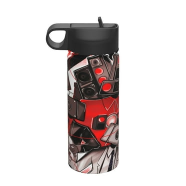 Skibidi Toilet Insulated Stainless Steel Wide Mouth Water Bottle with Flex Straw Lid for kids Sports School and Travel 18oz Cute Thermos Reusable Leak Proof