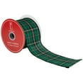 thumbnail image 6 of Northlight Green and Black Plaid Christmas Wired Craft Ribbon 2.5" x 10 Yards, 6 of 6