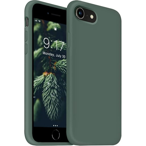 iPhone SE 2022 Case, iPhone SE 2020 case, iPhone 7/8 case Liquid Silicone Gel Rubber Phone Case, iPhone SE/8/7 4.7" Full Body Slim Soft Microfiber Lining Protective Case(Forest Green)