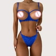 thumbnail image 2 of Gibobby Conjunto Lencería Tanga Y Bralette Steel Sexy Fashion Garter Nueva ropa de dormir Anillo Pijamas Ropa interior de encaje Lencería Íntimos(Azul, XL), 2 of 5