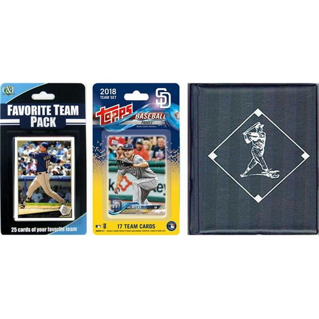 C & I Collectables PADRESTSC18 MLB San Diego Padres Licensed 2018 Topps Team Set & Favorite Player Trading Cards Plus Storage Album