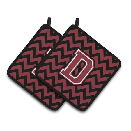 

Carolines Treasures CJ1052-DPTHD Letter D Chevron Garnet and Black Pair of Pot Holders 7.5HX7.5W multicolor