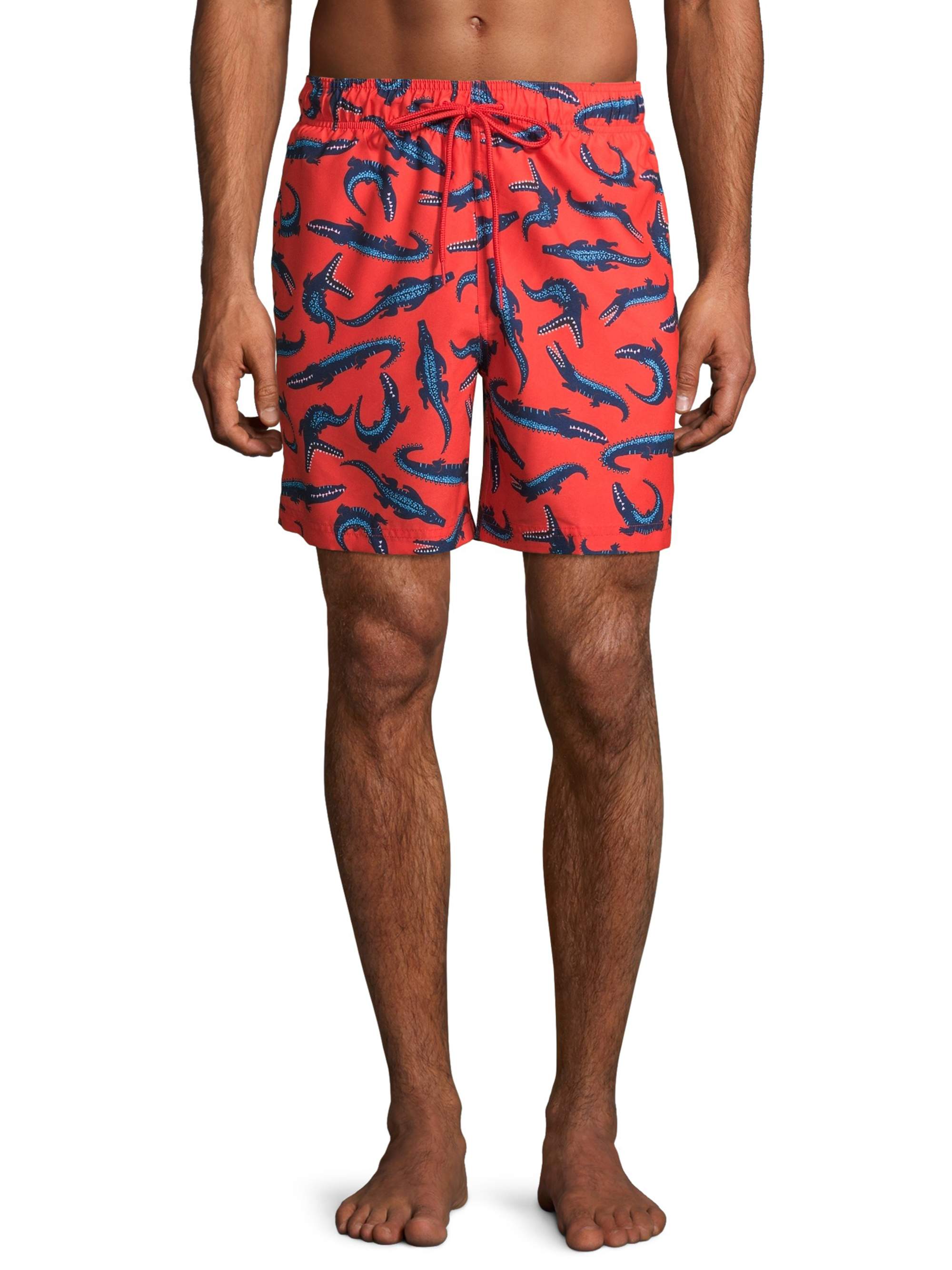 Men's and Big Men's 6" Novelty Swim Trunk with Gators, up to