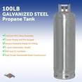 thumbnail image 2 of Flame King 100 lb Capacity Galvanized Steel Propane Tank with POL Valve, Rust and Corrosion-Free, 2 of 7
