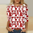 thumbnail image 1 of Mceream T-Shirts à Manches 3/4 pour Femmes à Col Rond, Décontractés, Habillés, Surdimensionnés, Saint-Valentin, Chandails de Printemps, Hauts Raglan à Cœur d'Amour, Tunique, Haut, Coupe Ample, T-Shirt Graphique, Grande Taille, Camisas de San Valentín Mujer, Rouge, M, 1 of 5