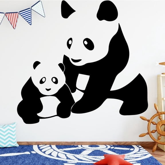 Panda Family Wall Sticker Wall Decal Sticker Home Decor DIY Removable Art Vinyl Mural for Bedroom Kids Room Wall Art Decal 30x28cm