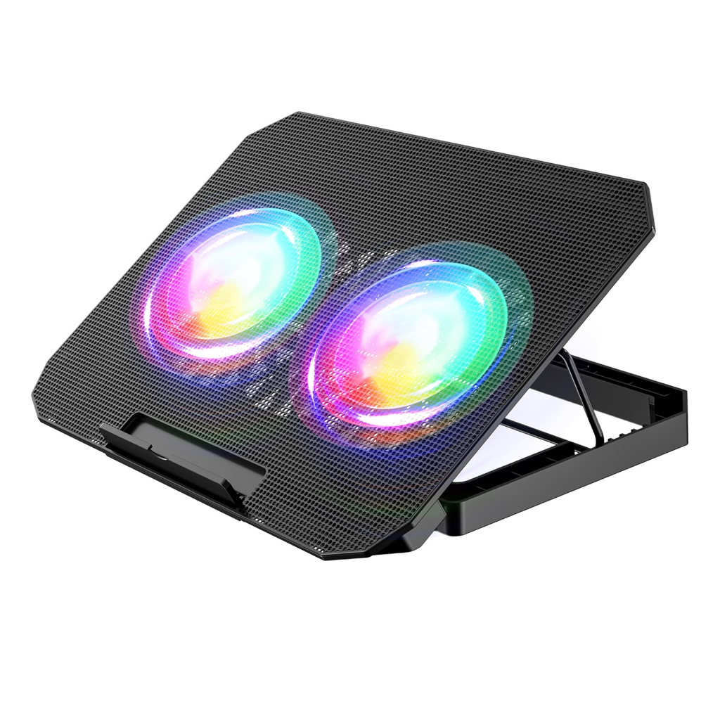 MOMOJIA Adjustable Laptop Cooling Pad Double Fan Integrated Phone Holder Lightweighted
